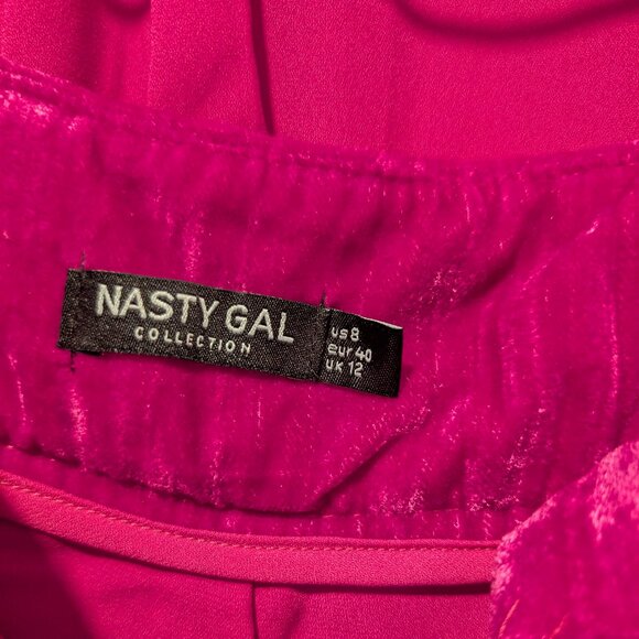 Nasty Gal Pink Velvet Suit (Top and Pants), Size 8, Hot Pink - Picture 3 of 5